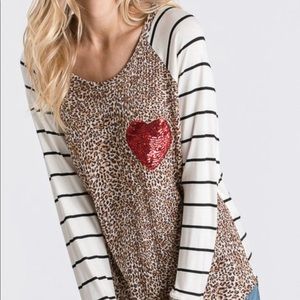 Leopard print, Sequin heart boutique top